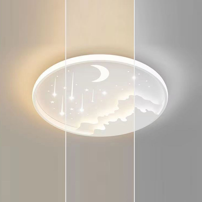 Plafonnier LED en fer météore lune ronde minimaliste moderne pour chambre à coucher 
