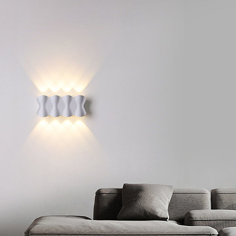 Moderne Schlichtheit Rechteck Welle Aluminium LED Außenwandleuchte Lampe Für Außenbereich Patio 