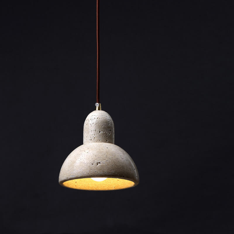 Industrial Creative Round Ball Cone Yellow Travertine 1-Light Pendant Light