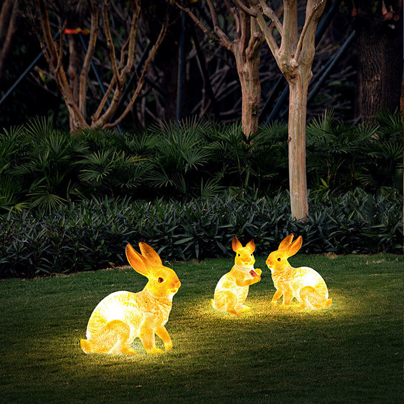 Contemporary Creative Solar Animal Rabbit Squirrel Resin Fiberglass LED Outdoor Landscape Light For Garden