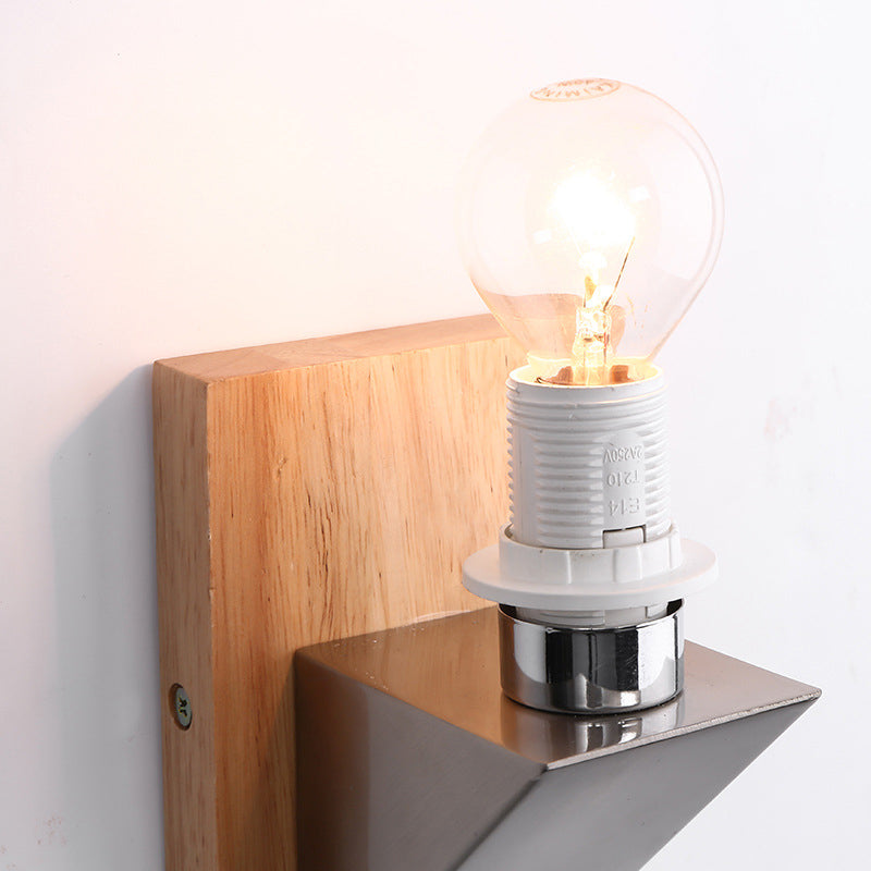 Moderne minimalistische Rechteck Holz Glas 1-Licht Wandleuchte Lampe für Schlafzimmer 
