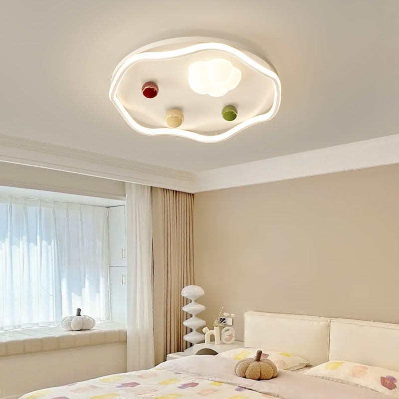 Plafonnier LED rond en fer scandinave contemporain pour salon 