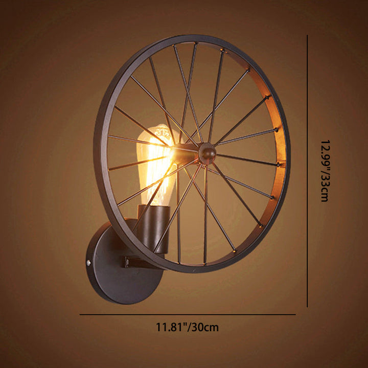 Zeitgenössische industrielle runde Rad Eisen Glas 1-Licht Wandleuchte Lampe für Wohnzimmer