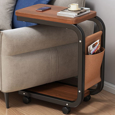 Table d'appoint carrée moderne minimaliste en panneau de densité avec 1 rangement pour salon 
