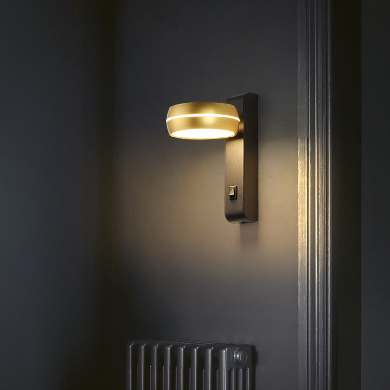Lámpara Aplique de Pared LED PS de Aluminio y Hierro Rectangular Redonda Minimalista Moderna para Dormitorio 