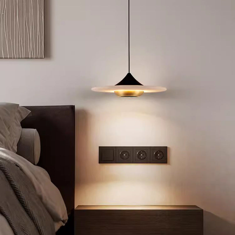 Lustre LED en aluminium et fer avec marbre rond minimaliste moderne pour salon 