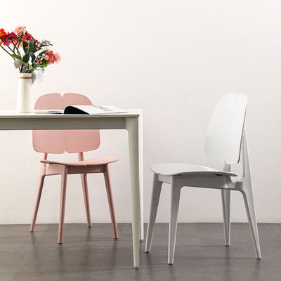 Chaise de salle à manger carrée en plastique et métal scandinave contemporain avec dossier pour salle à manger 