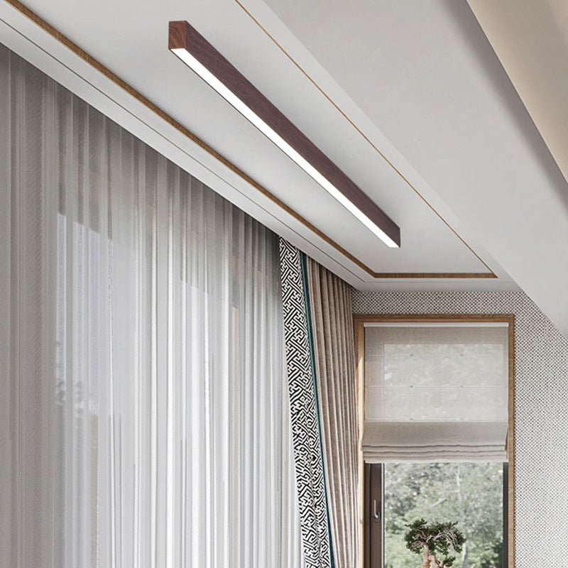 Moderne minimalistische Holzmaserung Aluminiumstreifen LED-Deckenleuchte 