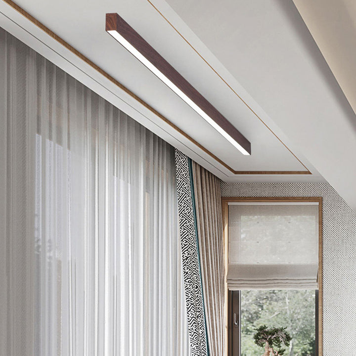 Moderne minimalistische Holzmaserung Aluminiumstreifen LED-Deckenleuchte 
