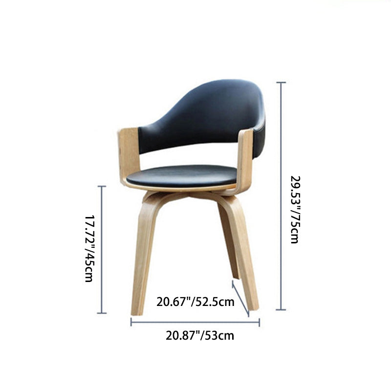 Zeitgenössischer nordischer PU-Leder gepolsterter Holzrahmen ergonomischer Drehstuhl mit Rückenlehne und Armlehne für das Home Office 