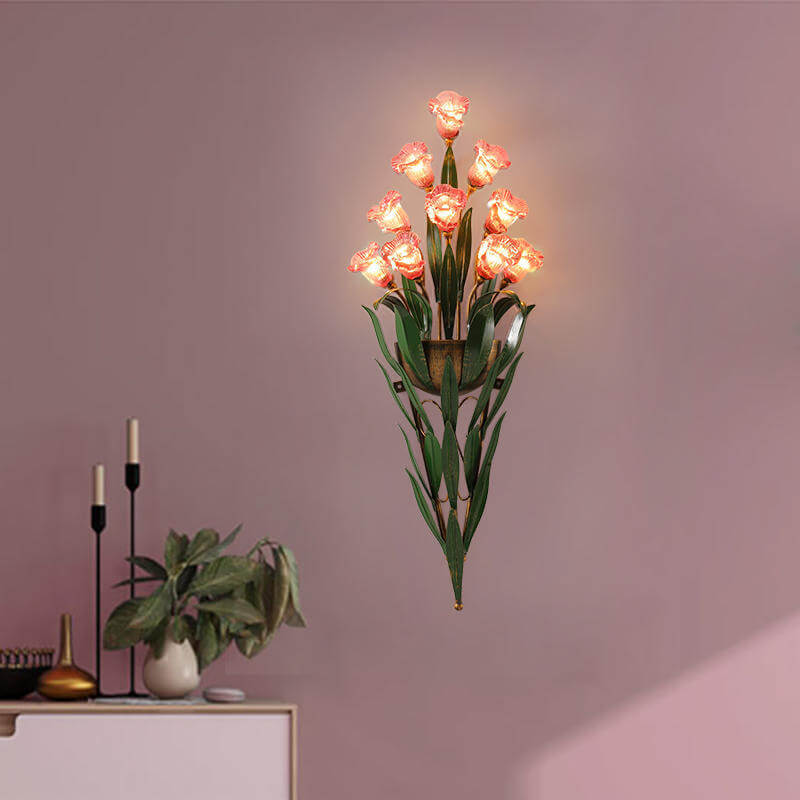 Modern Minimalist Glass Flower 6/10-Light Wall Sconce Lamp