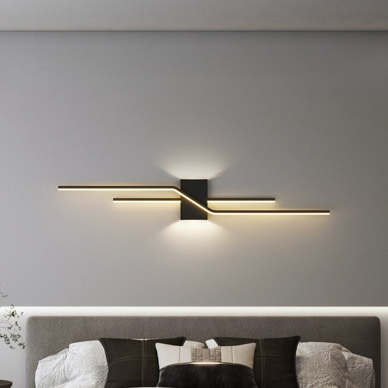 مصباح حائط LED بخط مستقيم طويل هندسي من الألومنيوم بأسلوب حديث وبسيط لغرفة المعيشة 