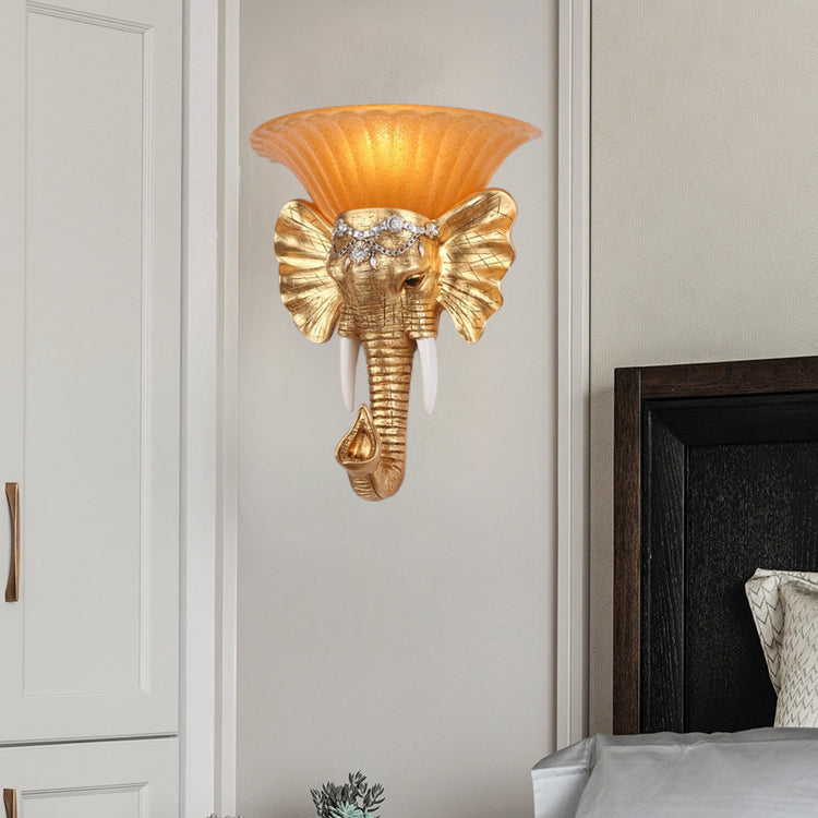 Creative Vintage Elephant Resin 1-Light Wall Sconce Lamp