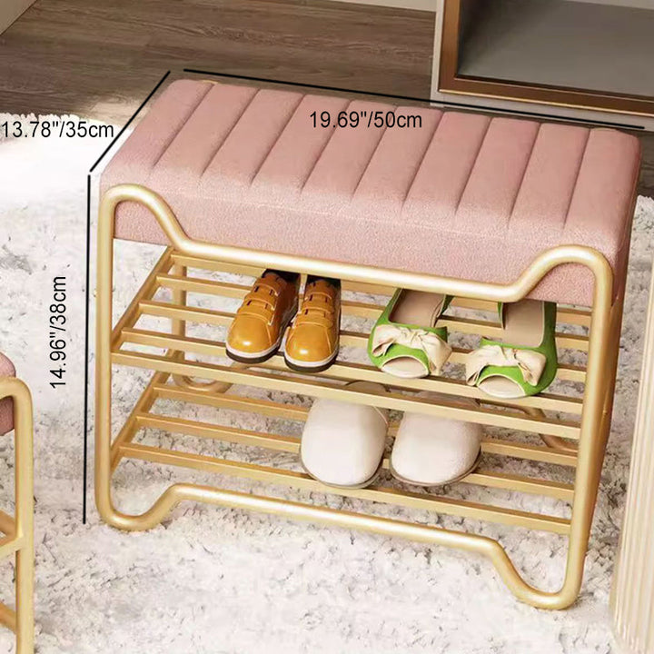 Modern Luxury Upholstered Rectangular Synthetic Fabric Sponge Portable Footstool Backless Armless For Entryways