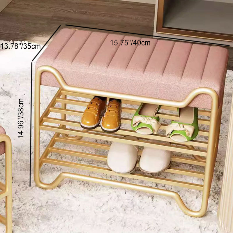 Modern Luxury Upholstered Rectangular Technology Cloth Sponge Portable Footstool Backless Armless For Entryways
