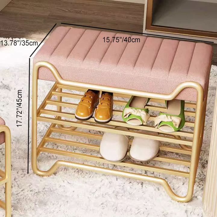 Modern Luxury Upholstered Rectangular Synthetic Fabric Sponge Portable Footstool Backless Armless For Entryways