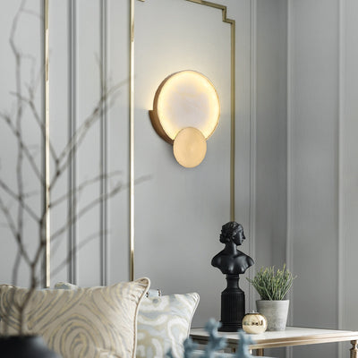 Applique murale LED ronde en marbre métal nordique contemporain pour chevet 