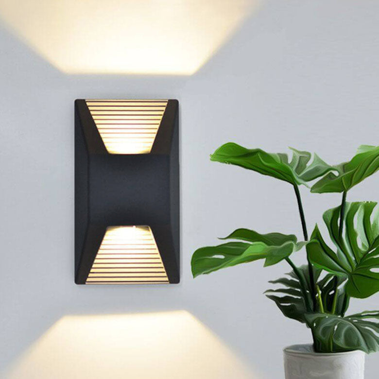 Apliques de pared LED impermeables con focos de geometría moderna para exteriores 