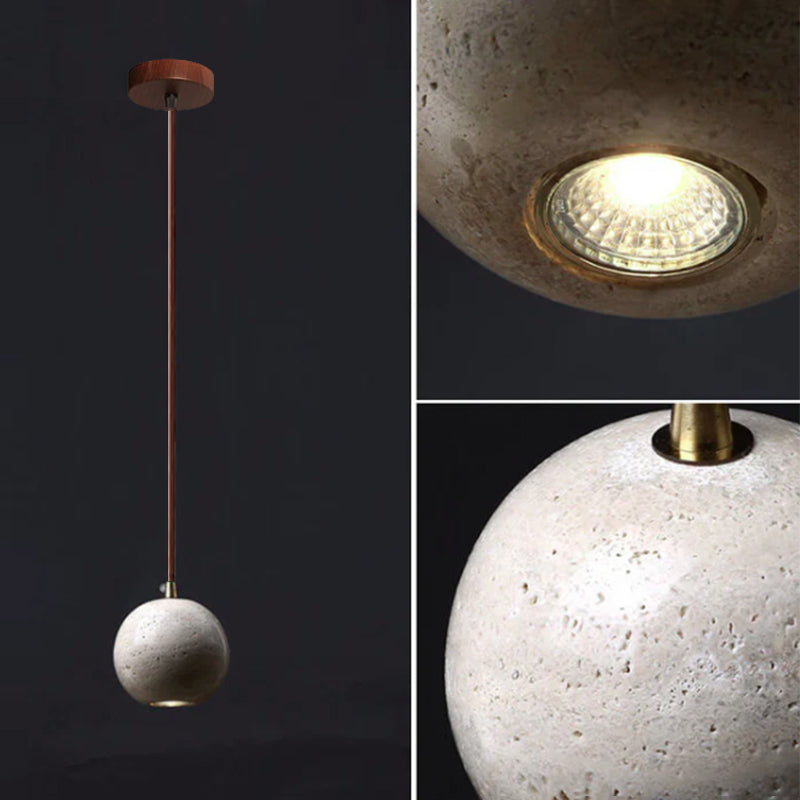 Industrial Creative Round Ball Cone Yellow Travertine 1-Light Pendant Light