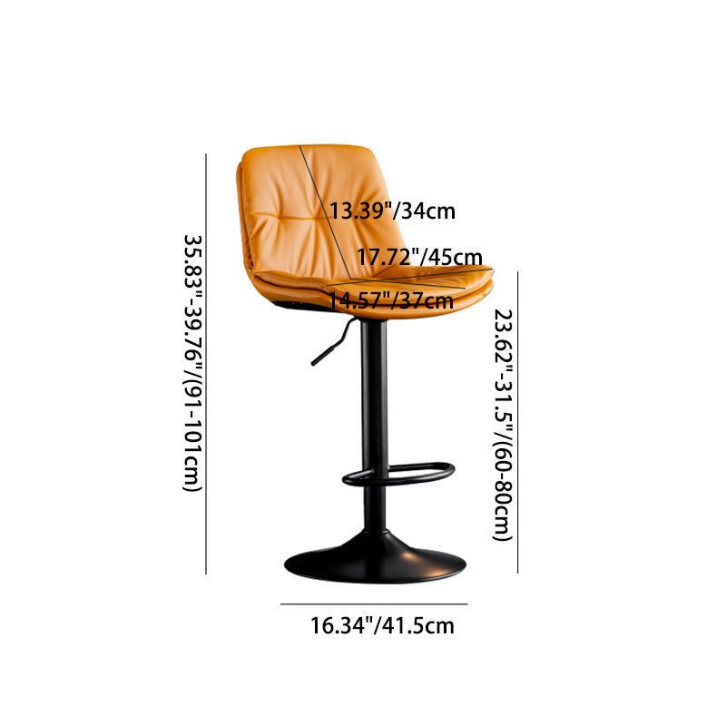 Taburete de barra con respaldo contemporáneo nórdico base redonda cojín rectangular cuero nappa espuma estructura de metal para comedor 