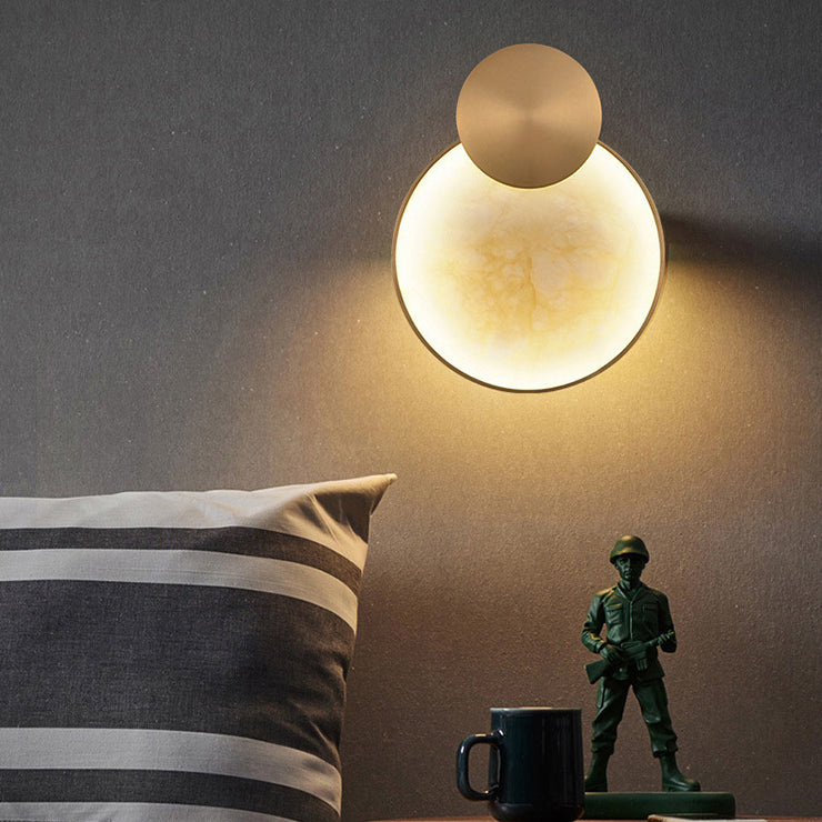 Applique murale LED ronde en marbre métal nordique contemporain pour chevet 
