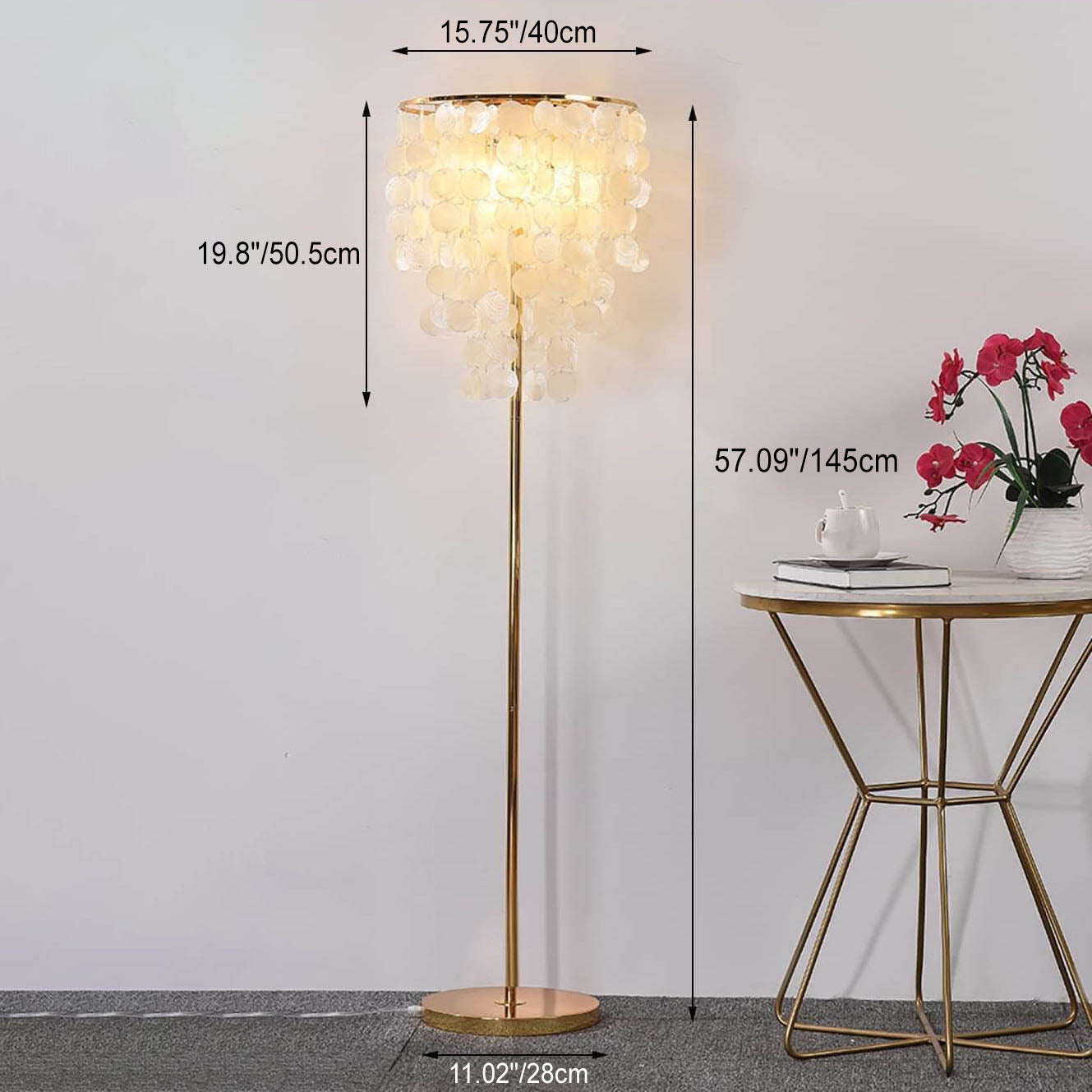 Modern Luxury Iron Seashell Column 3-Light Standing Floor Lamp For