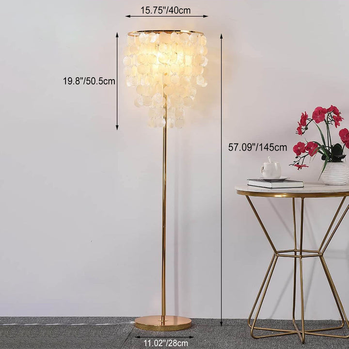 Modern Luxury Iron Seashell Column 3-Light Standing Floor Lamp For Living Room