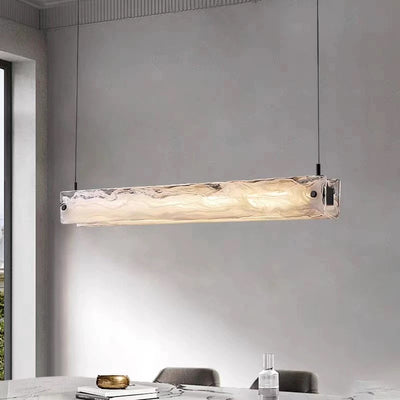 Moderne minimalistische lange Streifen Eisen Aluminium Glas LED Insel Licht Pendelleuchte für Arbeitszimmer 