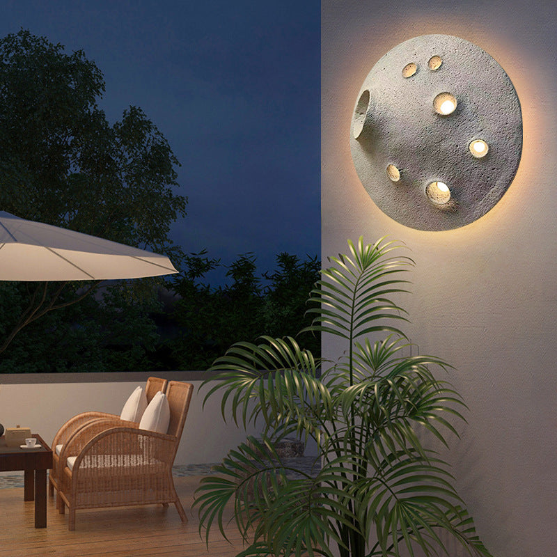 Lámpara Aplique de Pared LED de Hormigón Lunar Impermeable Creativa Contemporánea para Jardín 