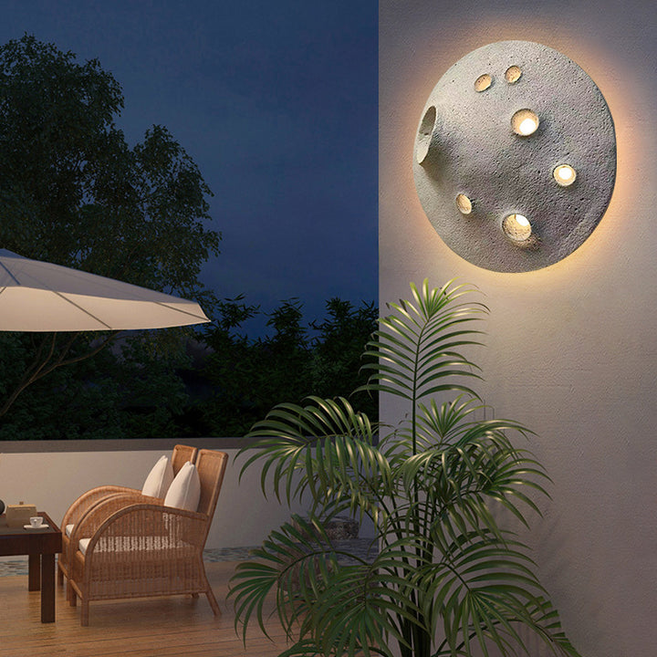 Lámpara Aplique de Pared LED de Hormigón Lunar Impermeable Creativa Contemporánea para Jardín 
