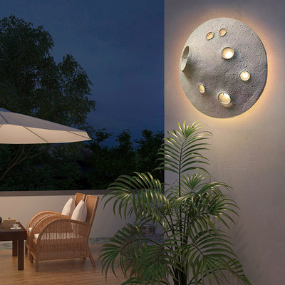 Contemporary Creative Waterproof Lunar Concrete LED Wall Sconce Lamp For Garden