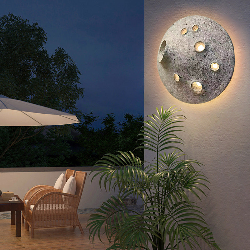 Contemporary Creative Waterproof Lunar Concrete LED Wall Sconce Lamp For Garden