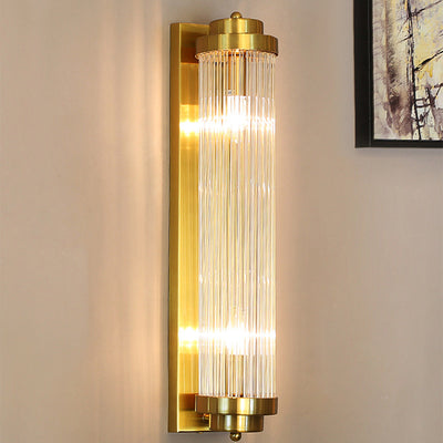 Cilindro de Vidrio de Hierro Tradicional Europeo Aplique de Pared de 2 Luces para Sala de Estar 