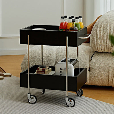 Modern Eclectic Rectangular Stainless Steel End Table 2-Tier For Living Room
