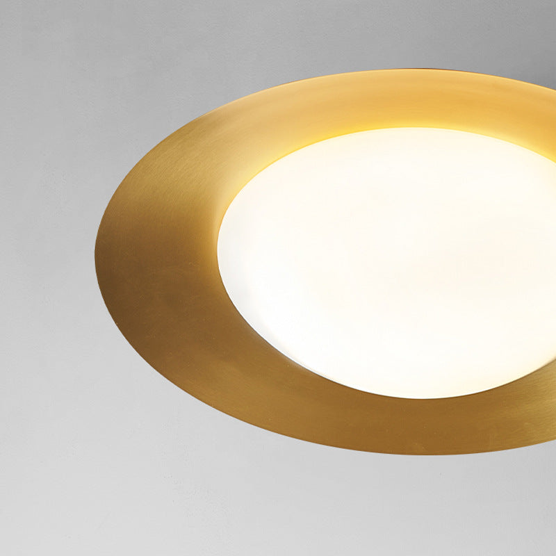 Plafonnier LED en verre rond minimaliste moderne en cuivre pour salon 