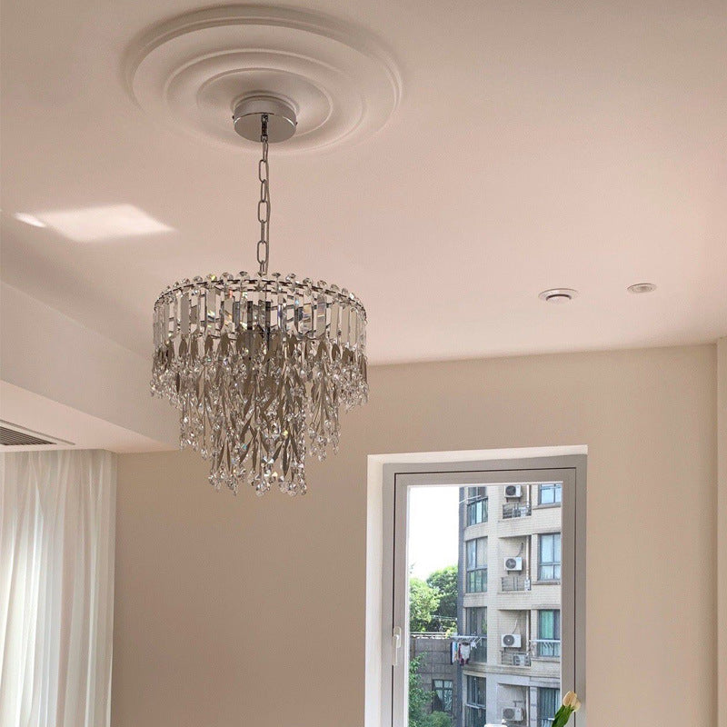 Moderne Luxus Zylinder Edelstahl Kristall 1/3 Licht Kronleuchter Für Wohnzimmer 