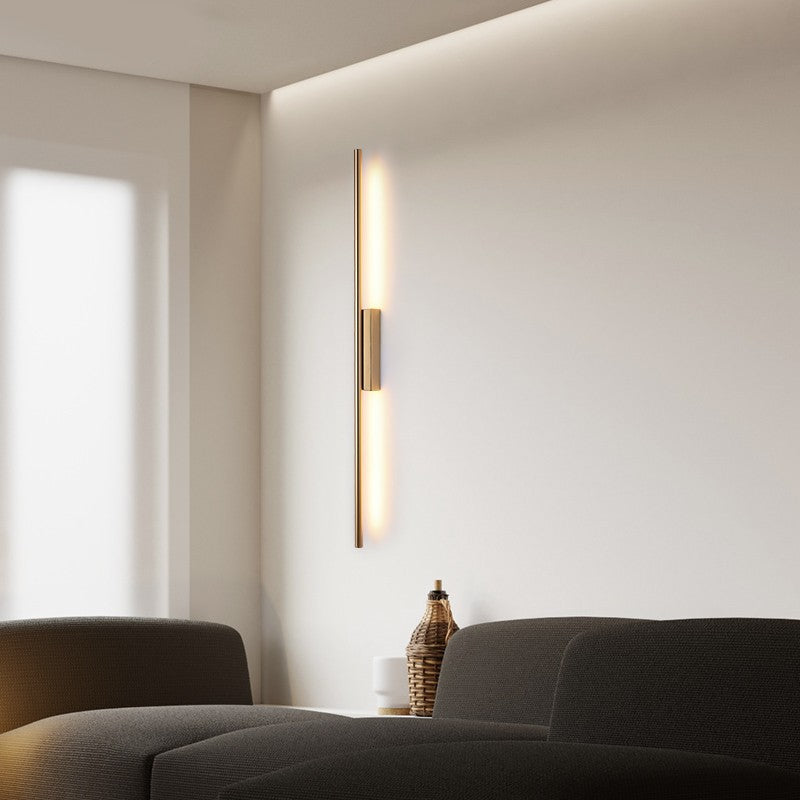 Moderne minimalistische Streifen Kupfer PC LED Wandleuchte Lampe für Wohnzimmer 