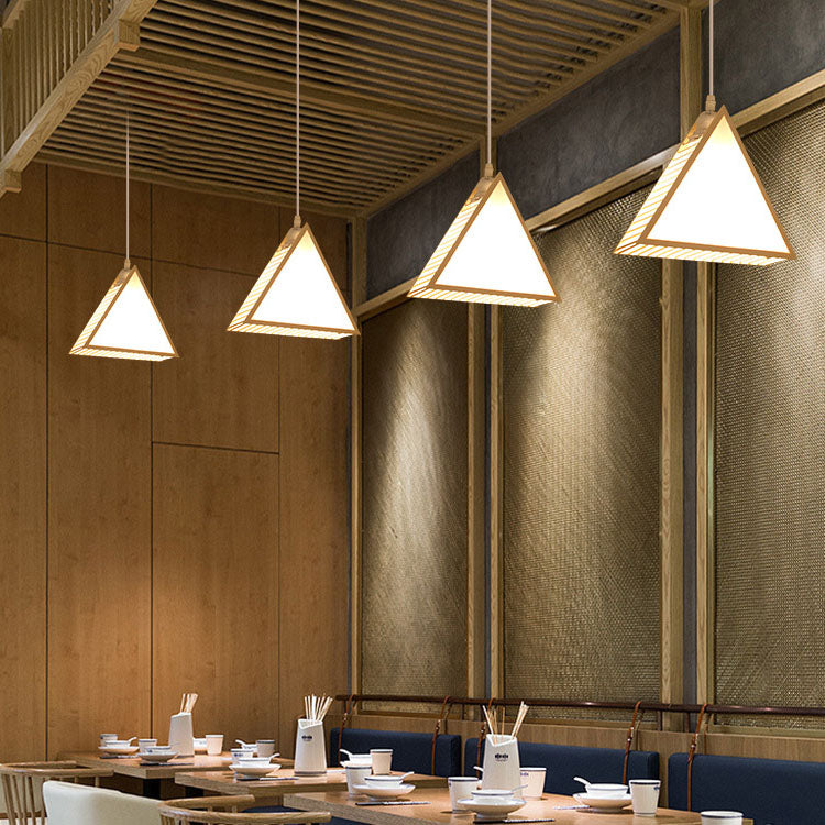 Traditionelle chinesische Bambusweberei geometrischer Käfig 1-flammige Pendelleuchte für Wohnzimmer 