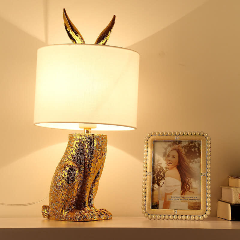 Corps de lampe lapin doré cylindrique créatif moderne 1 lumière lampe de table 