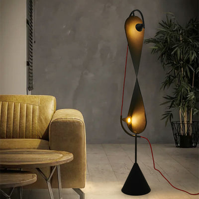Industrial Vintage Spiral Iron High-stretch Fabric Cover 2-Light Standing Floor Lamp