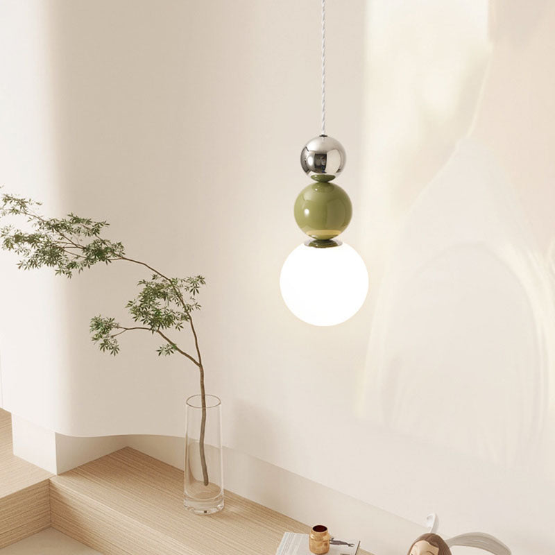 Moderne minimalistische runde Kugel Eisen Glas 1-Licht Pendelleuchte für Schlafzimmer 