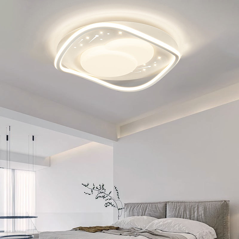 Luz de techo LED de montaje empotrado de hierro acrílico con ondas cuadradas redondas creativas contemporáneas para dormitorio 