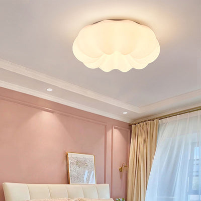 Modern Simplicity Pumpkin PE Shade Hardware LED Flush Mount Ceiling Light For Bedroom