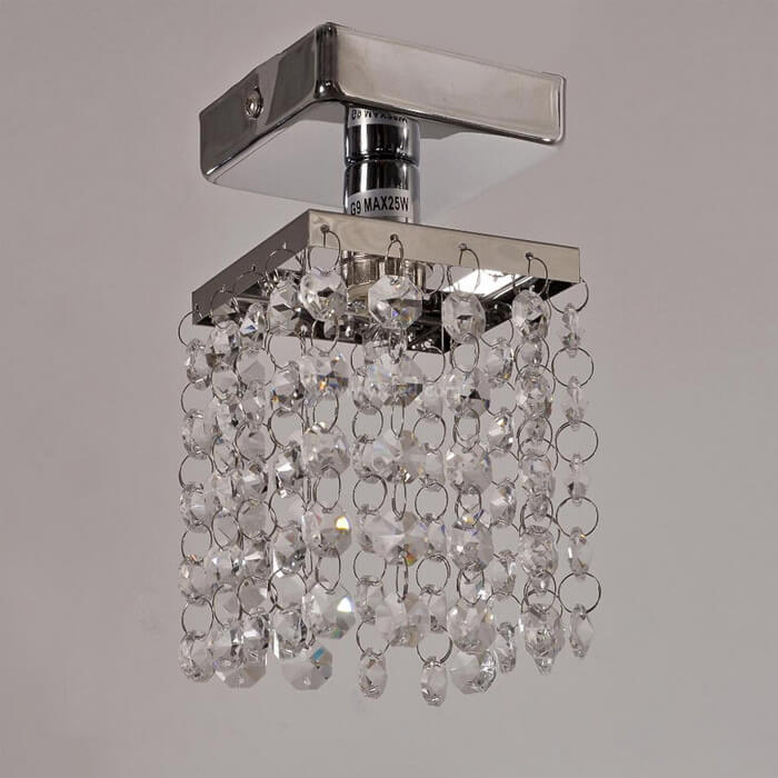 Modern Minimalist Square Crystal Bead Strand 1/3 Light Semi-Flush Mount Ceiling Light