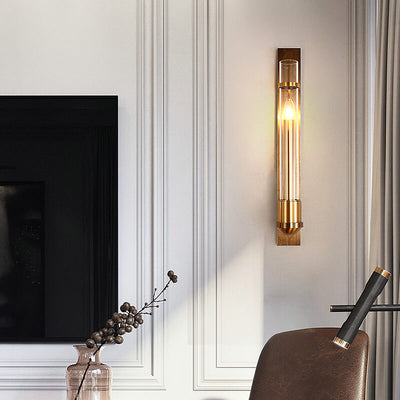 Applique Murale à LED avec Cadre en Verre Cylindrique Finition Dorée de Luxe Moderne pour Salon 