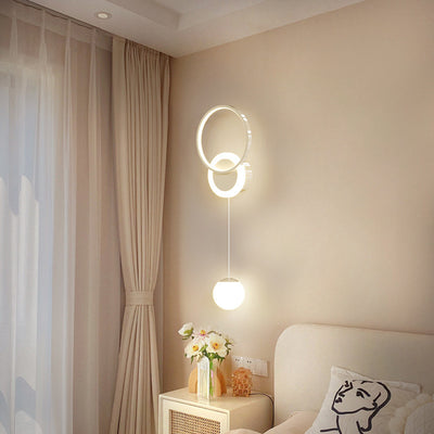 Lámpara de Aplique de Pared LED de Bola Redonda de Hierro y Acrílico de Simplicidad Moderna para Mesita de Noche 