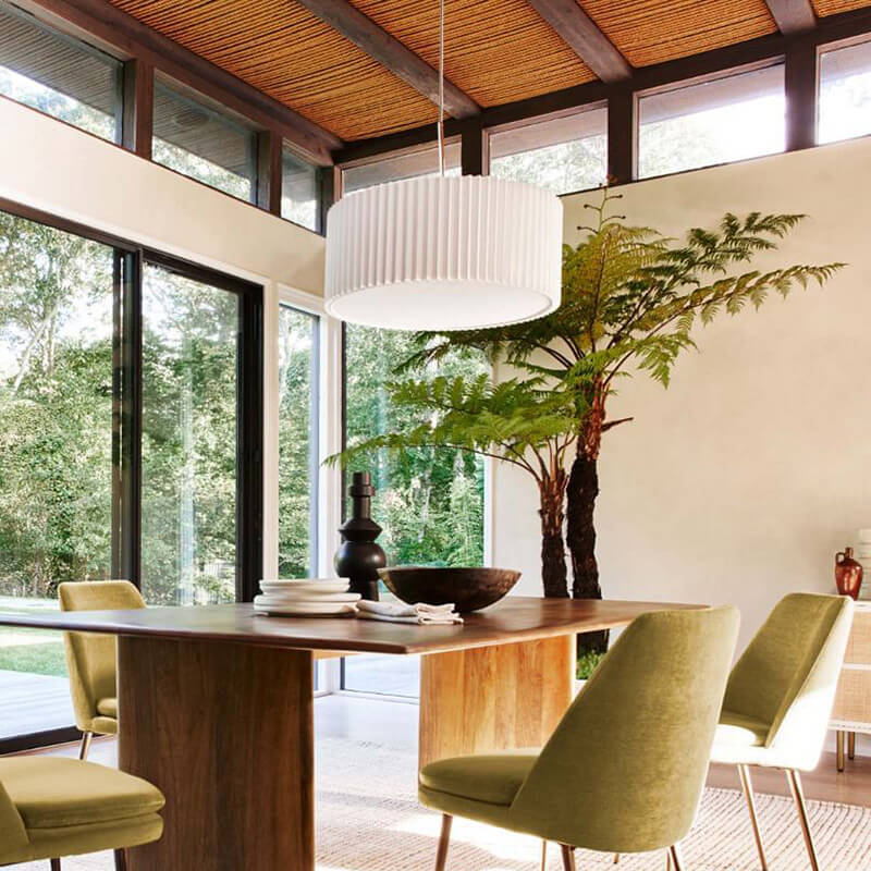 Contemporary Scandinavian Pleated PVC Fabric Hardware Drum Cone 1-Light Pendant Light for Living Room