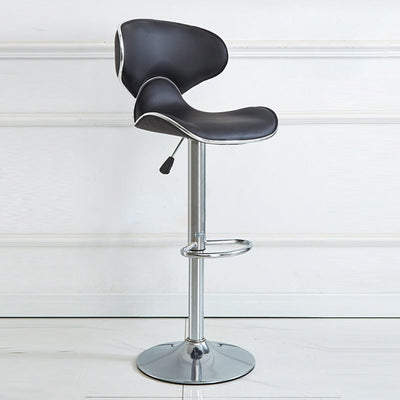 Tabouret de bar pivotant en cuir PU incurvé industriel contemporain avec repose-pieds pour salle à manger 