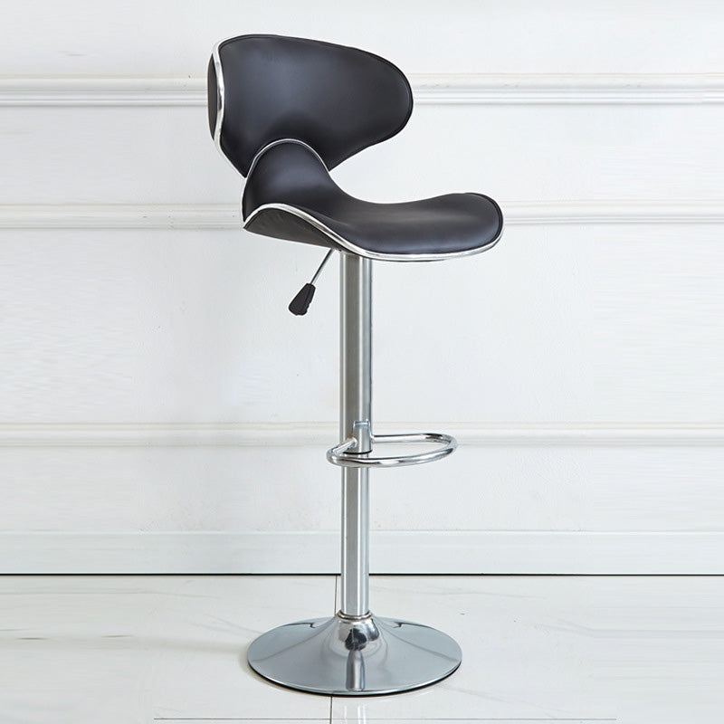 Tabouret de bar pivotant en cuir PU incurvé industriel contemporain avec repose-pieds pour salle à manger 