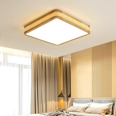 Luz de techo empotrada LED de madera acrílica cuadrada minimalista moderna para dormitorio 